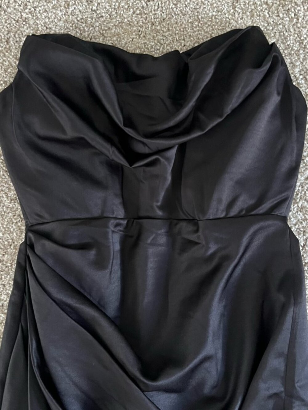 House of CB Adrienne Black Satin Strapless Corset Maxi Dress Formal Sexy Size L - Picture 5 of 10